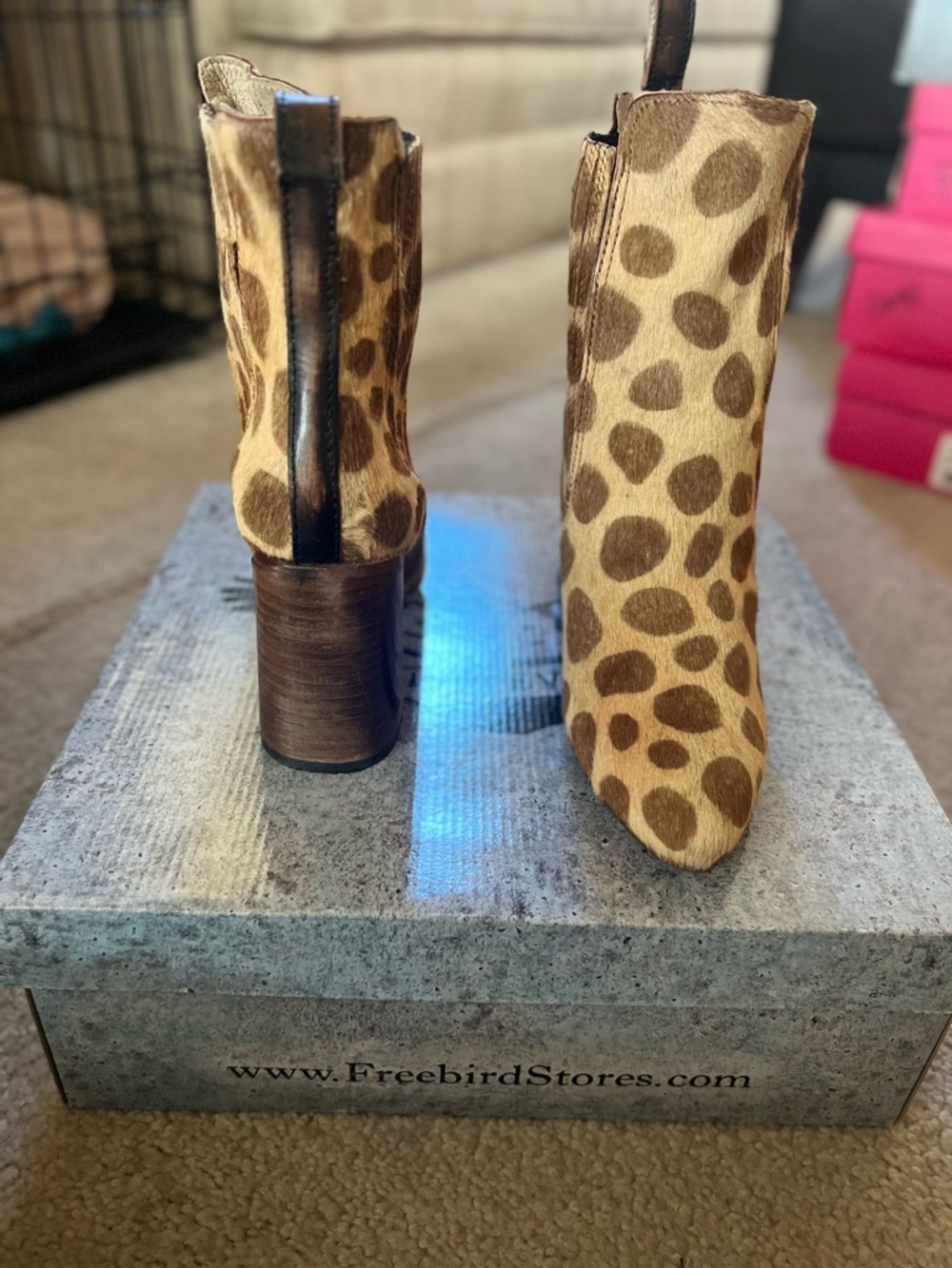 Freebird by Steven Janelle Giraffe-Spot Ankle Boots - Brown/Tan - Picture 2 of 6